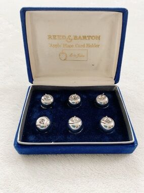 Vintage Reed & Barton Silverplate Apple Place Card Holders Set of 6 w/ Box